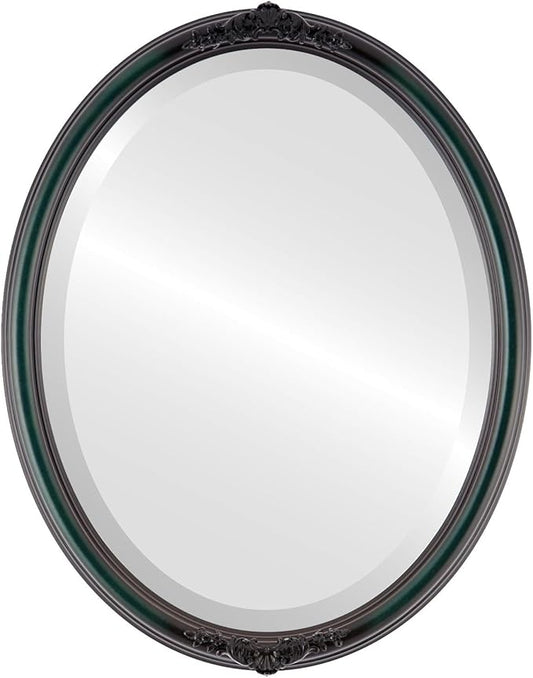 OVALCREST Oval Beveled Wall Mirror for Home Decor - Contessa Style - Hunter Green - 18" x 14"
