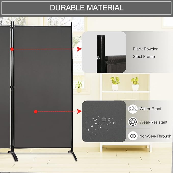 MAYOLIAH Partition Room Dividers 3 Panel Folding Privacy Screens 6 Ft Tall Portable Office Walls Dividers for Room Separator 102"x20"x71", Grey