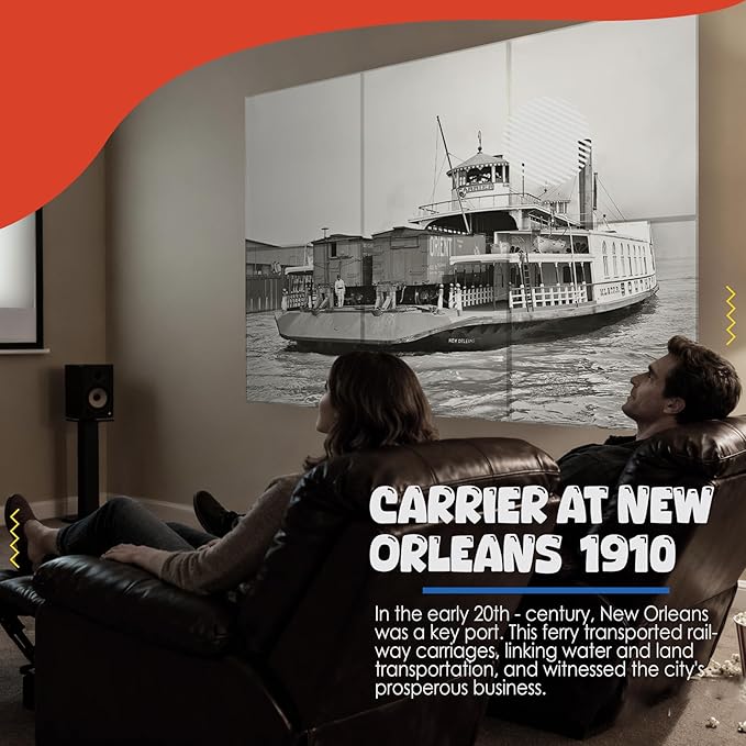 Acoustic Wall Panel 6 Pack, 23.6"x23.6"Decorative Art Soundproof Panel, Sound Absorb Self-Adhesive Panel, Acoustic Treatment for Studio, Home Theater, Office (Carrier at New Orleans 1910)