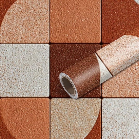 Nuxovilar Terracotta Checkered Tile Textured Peel and Stick Wallpaper, 15.75"x39.37", Self-Adhesive Contact Paper, Retro Plaid Style for Bedroom, Living Room and Table Decor