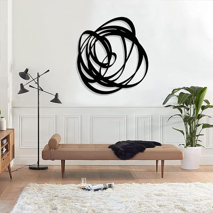 Kewhush Abstract Metal Wall Art, Modern Abstract Decor, Unique Metal Decor, Contemporary Wall Art for Living Room (White, 19"x17" | 47x43.5 cm)