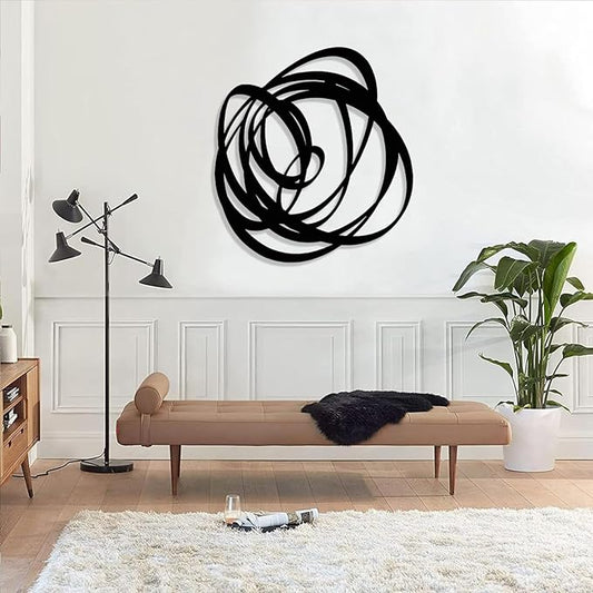 Kewhush Abstract Metal Wall Art, Modern Art Decor, Unique Contemporary Wall Art for Living Room (Black, 41"x38" | 105x96.5 cm)