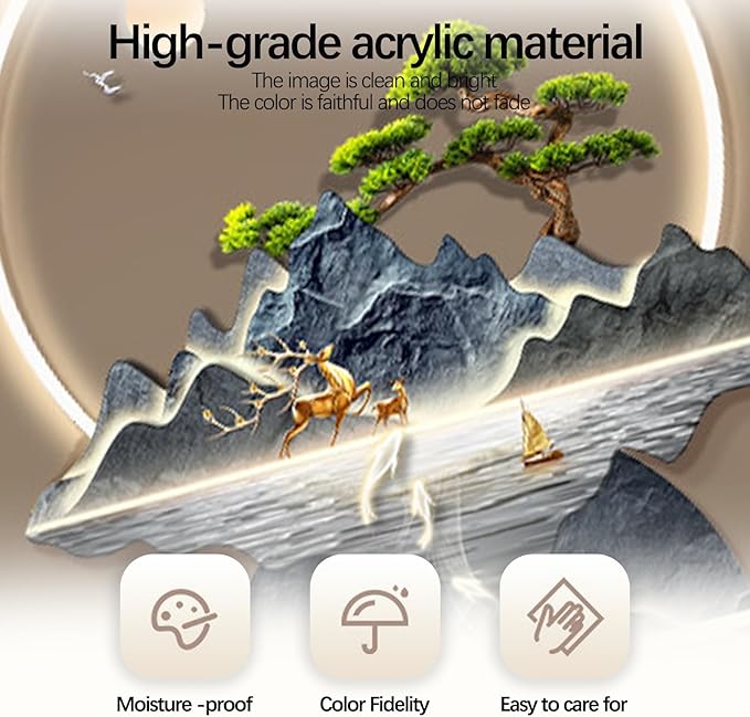 23.64x53.54IN 3D Wall Sculptures Hanging with Led Light Modern Art Deco Lighting Wall Art Decorations Lamp Wall Art Decor with Metal Ball Pendant for Friends(Blue 2)