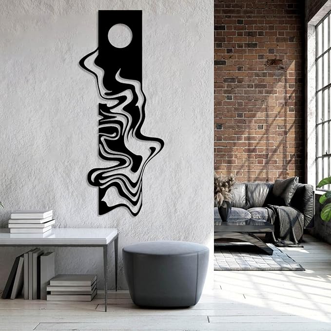 Moonlight Metal Wall Art, Geometric Metal Wall Decor, Abstract Wall Art, Modern Wall Decor, Abstract Wall Sculpture, Large Contemporary Sculpture, Office Living Room Decor (Silver, 13"x30"|32x76cm)