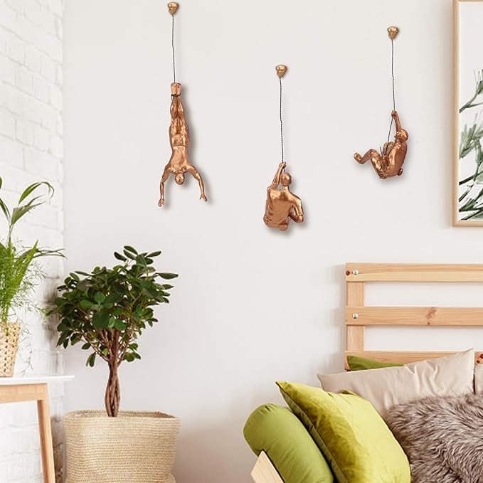 Large Set of 3 Climbing Men Wall Art Decor Sculpture,Nordic Modern Simplicity Decorative Wall Art, Climbing Man Sculptures,Home & Office Climber Gifts