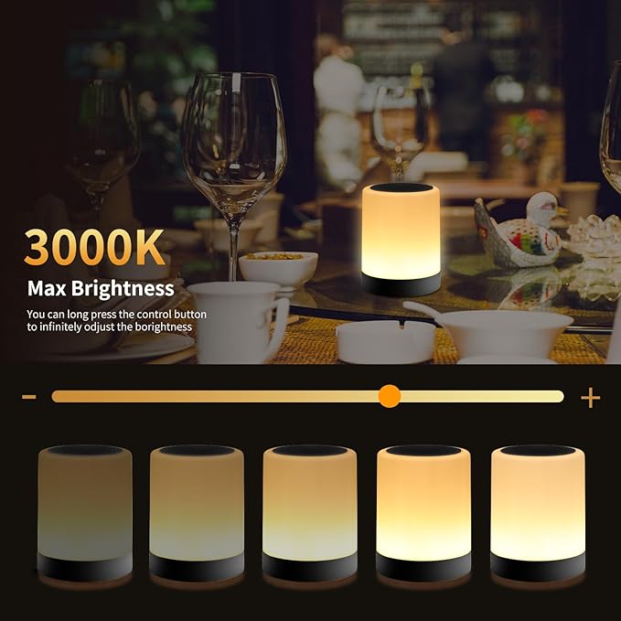 OORUN Touch Bedside Table Lamp,13 RGB Colors & 5 Brightness, USB Rechargeable Desk Lamp, Remote Control Dimmable Night Light with RGB Color Changing,Portable Lamp for Baby (2 Pack Black)