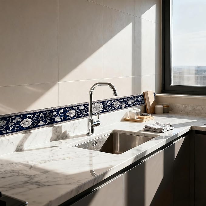 Nuxovilar Wallpaper Border Peel and Stick, Vintage Floral Pattern Self-Adhesive Wallpaper, PVC Material 3.94×16.4 Ft, Decorative for Living Room, Bedroom, Home Renovation