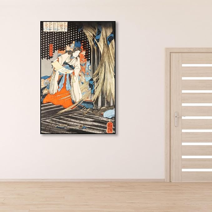 OKRA Utagawa Kuniyoshi Canvas Wall Art Takiyashahime Poses Poster Japanese Ukiyo-E Woodcut Art Animal Nature Landscape Poster Japanese Classic Wall Decor Unframed 12×18in/30×45cm