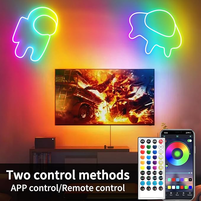 LED neon Lights Strip 132FT,DC 24V RGB LED neon Light Strip APP Remote Controls Control Waterproof Flexible Neon LED Rope Lights for Bedroom,Playroom,Outdoors Decor（2 Rolls of 66ft）