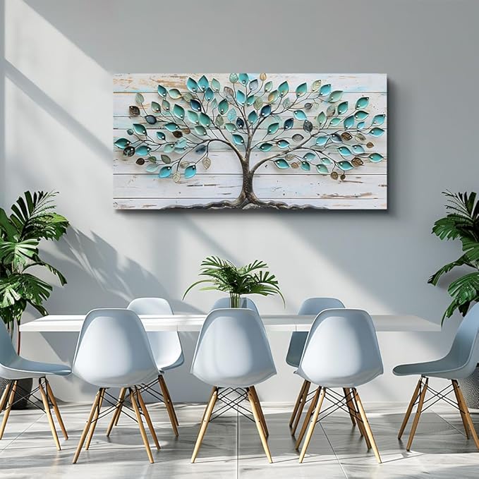 MHARTK66 Canvas Wall Art Colorful Trees Large Paintings For Living Room Abstract Wall Decor Bedroom Farmhouse Artwork For Office Blue Landscape Watercolor Pictures Rustic Wall Hanging Decor 20x40