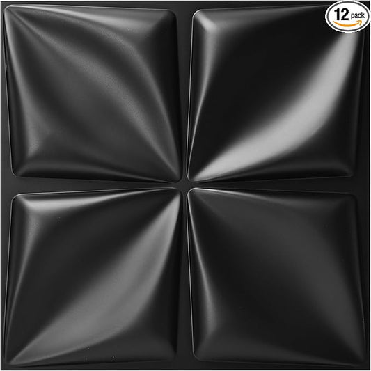 Art3d Decorative 3D Wall Panel, 32 Sq.FT PVC Interior Wall Decor for Living Room, Bedroom, Lobby, Office, Shopping Mall, Black
