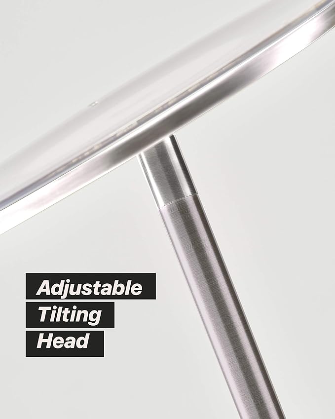 Brightech Sky LED Floor lamp, Torchiere Super Bright Floor Lamp for Living Rooms & Offices - Dimmable, Tall Standing Lamp for Bedroom Reading - Brushed Nickel