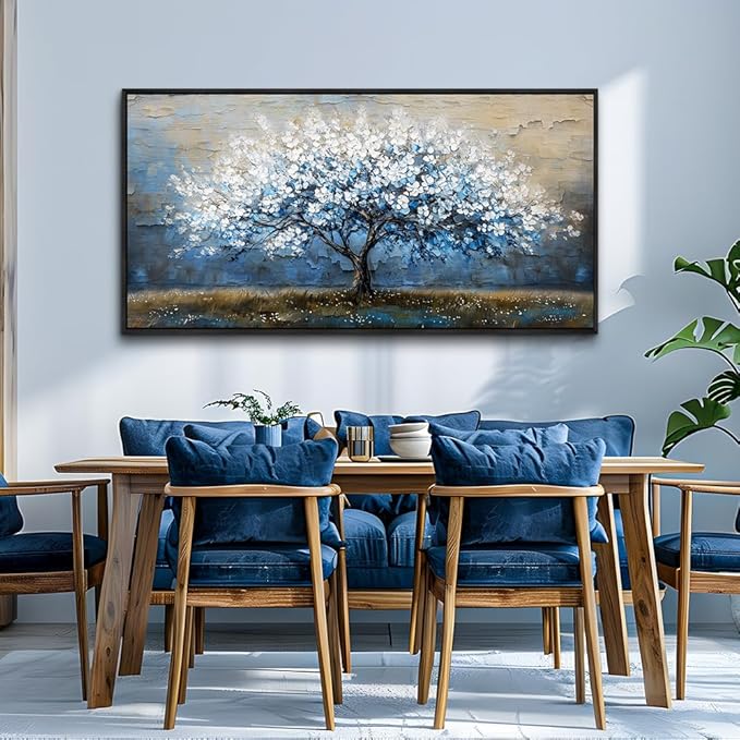 KELIYUAN Wall Art For Living Room Wall Decor For Bedroom Large Canvas Black Framed Wall Painting Abstract Tree Pictures Office Dining Room Decor Artwork Hotel Room Mural Home Decoration 30"X60"