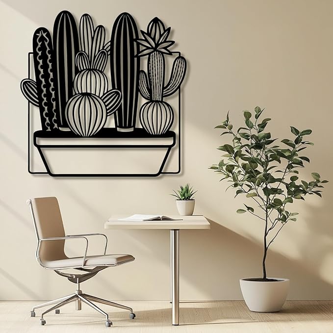 Metal Cactus Wall Decor,Southwestern Wall Art Metal,Metal Desert Wall Art,Metal Cactus Outdoor Decor,Natural Themed Home Decor,Metal Cactus Yard Art (Style 5, 30 L" x 30 W" / 76 x 76 cm)