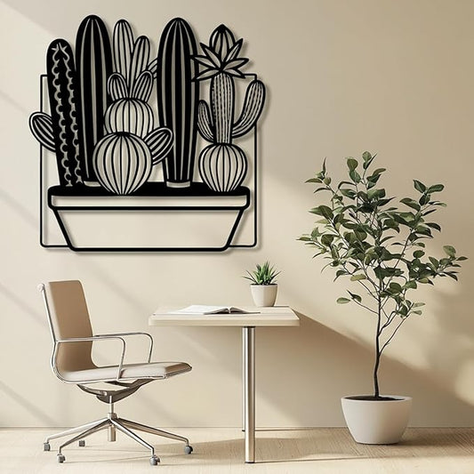Metal Cactus Wall Decor,Southwestern Wall Art Metal,Metal Desert Wall Art,Metal Cactus Outdoor Decor,Natural Themed Home Decor,Metal Cactus Yard Art (Style 5, 30 L" x 30 W" / 76 x 76 cm)