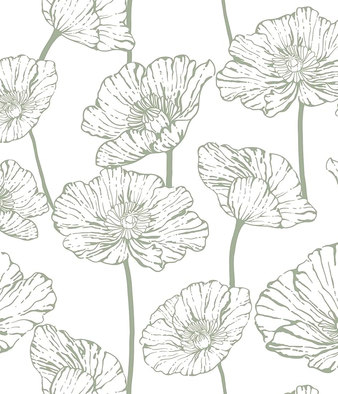 Orainege Floral Peel and Stick Wallpaper Boho Contact Paper Green and White Wallpaper Self Adhesive Removable Decorative Wall Paper 17.3inx393.7in
