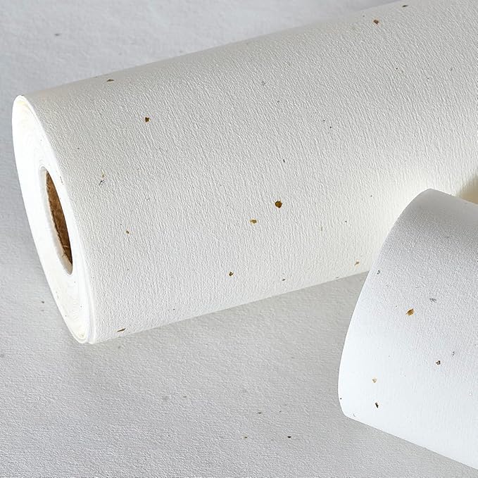 Matte White Grasscloth Textured Wallpaper Natural&Neutral&Handmade Style Thick Peel and Stick Removable for Bedroom,Office,Cabinet(16.5”x236.2”)(Herbaceous Coffee&Silver Powder) M12