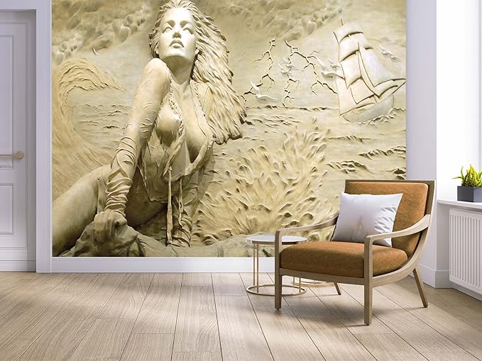 3D Wall Mural Wallpaper for Bedroom & Living Room - Artistic Sculpture Design, 103" x 69" (Not Self-Adhesive)