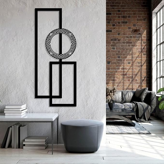 Modern Geometric Metal Wall Art, Modern Metal Wall Decor, Geometric Design Wall Art, Geometric Metal Wall Sculpture, Mid Century Wall Art, Metal Wall Hanging, Office Home Decor, Home Decor (17"x41"|44x105cm, White)