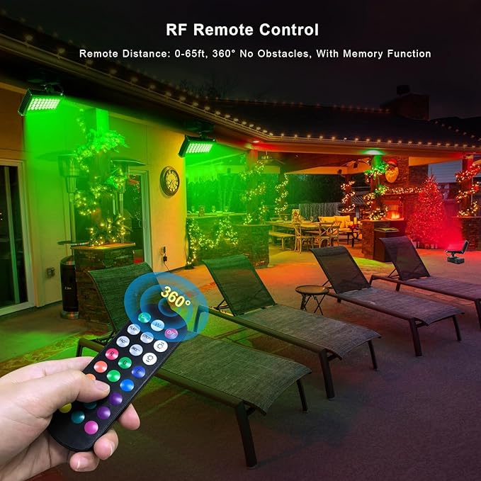 Linkable LED Wall Washer Light with RF Remote, 144W RGBW 5700K Dimmable LED Wall Wash Lighting, AC 120V Waterproof Outdoor CCT Flood Lighting for Buildings, Landscapes, Shops, Ads