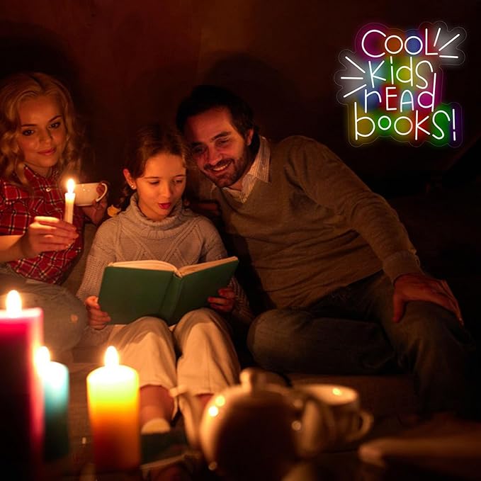 Cool Kids Read Books Neon Sign Reading Led Neon Light for Reading Room Library Reading Corner Light Up Sign for Wall Decor with Dimmable Switches Library Classroom Book Club