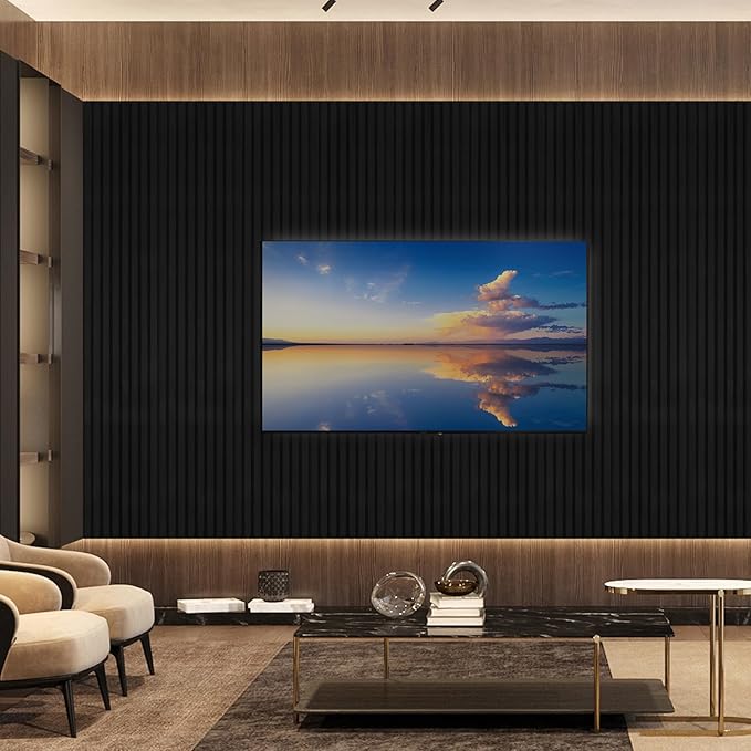 Acoustic Wood Slat Wall Panels - Ebony Soundproof Paneling for Interior Wall Decor, Modern Design, 94" x 12", 4-Pack