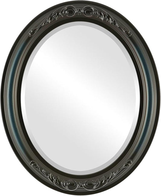 OVALCREST Oval Beveled Wall Mirror for Home Decor - Florence Style - Royal Blue - 32" x 26"