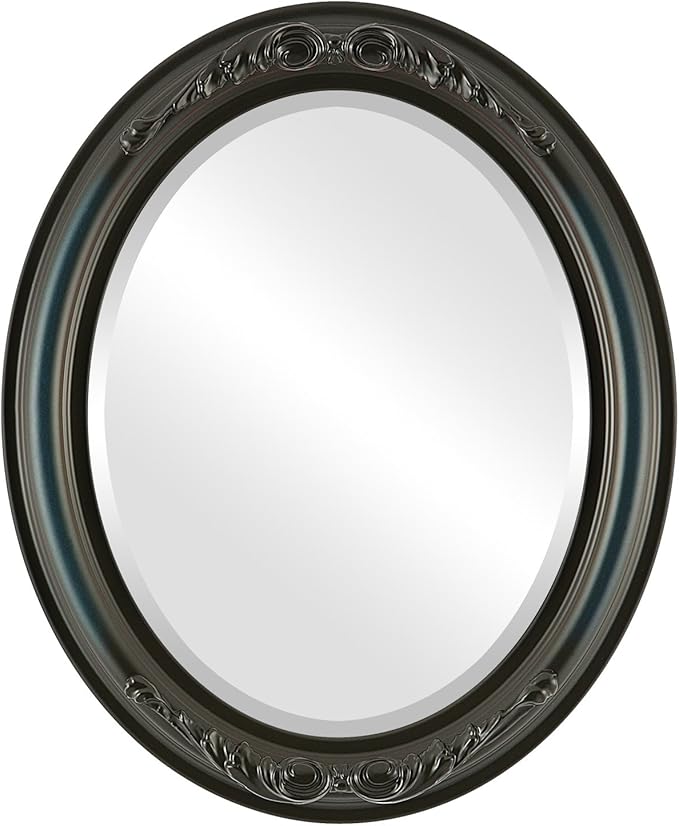 OVALCREST Oval Beveled Wall Mirror for Home Decor - Florence Style - Royal Blue - 34" x 24"