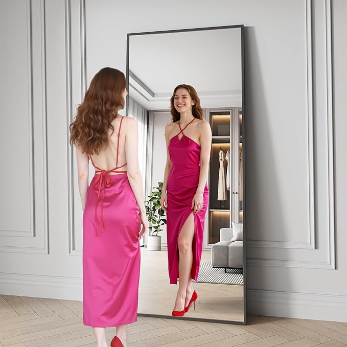 Koonmi Bathroom Mirror 30x71 Bathroom Wall-Mounted Mirrors, Modern Vanity Mirror for Bedroom, Living Room, Aluminum Alloy Frame Allow to Hang Horizontally or Vertically