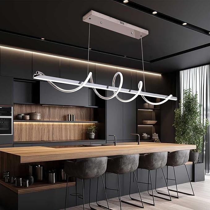 47.24" Modern Chandelier Led Pendant Light for Kitchen Island Lighting Dimmable Modern Led Chandelier for Dining Room Over Table,Creative Snake-Shaped Twist Design Kitchen Ceiling Hanging