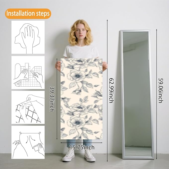 Nuxovilar White Grey Botanical Textured Peel and Stick Wallpaper, 15.75"x39.37", Self-Adhesive Contact Paper, Elegant Floral Pattern for Bedroom, Living Room and Table Decor