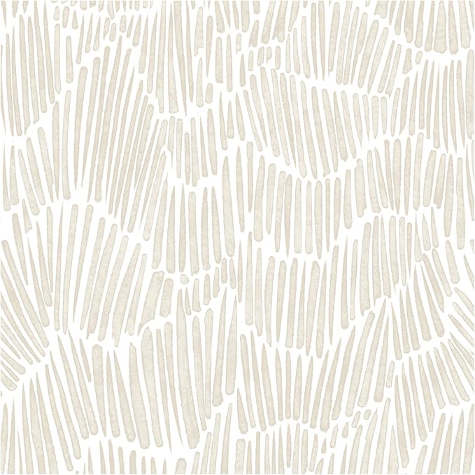 Beige Modern Striped Peel and Stick Wallpaper Boho 17.3"×590" Self Adhesive Removable Wallpaper for Bedroom Waterproof Wall Paper Vinyl White and Gold Contact Paper