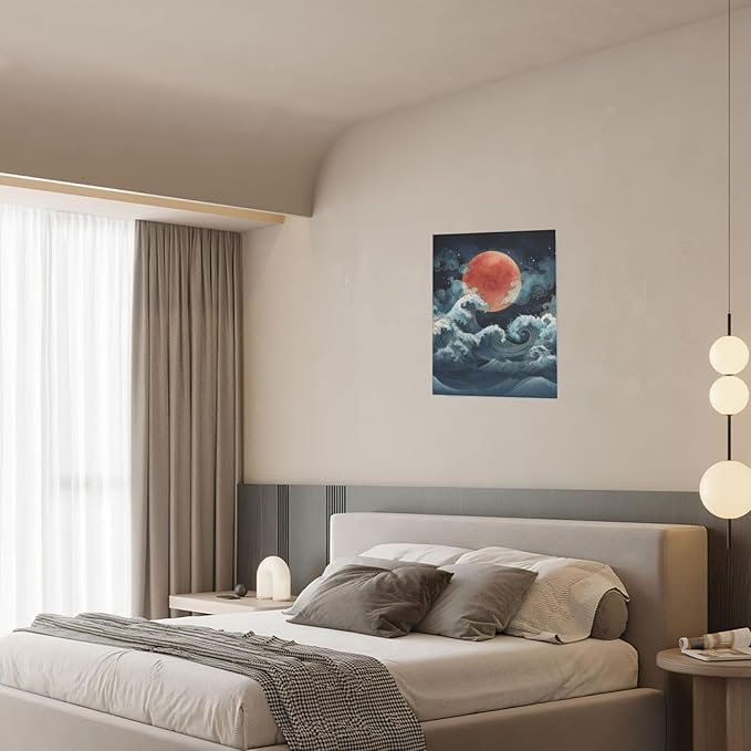 Japanese Wall Art The Great Wave Pictures Wall Decor Japanese Chinese China Sea Waves Canvas Prints Painting Asian Oriental Aesthetic Landscape Artwork Decorations for Bathroom Living Room Bedroom Kitchen Dining Room 12”X16”