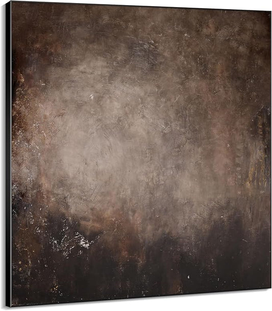 72"x72" XL Framed Wall Art - Industrial Dark Brown and Black Grunge (Frame Assembly Required)