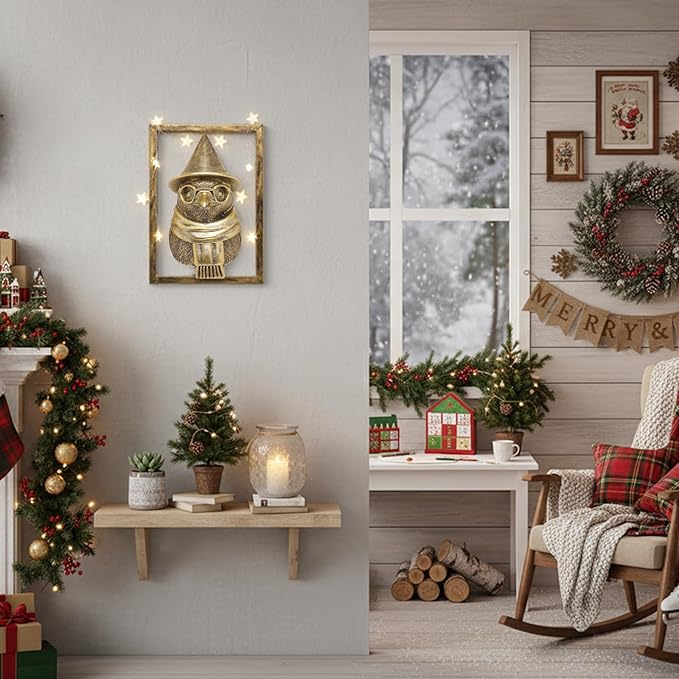 Newinhome Animal Heads Wall Decor (Includes Metal Frame) Resin Animals Sculptures Head Wall Hanging Decoration Gold vintage Wall Sculpture for Living Room Bedroom Office (Penguin)