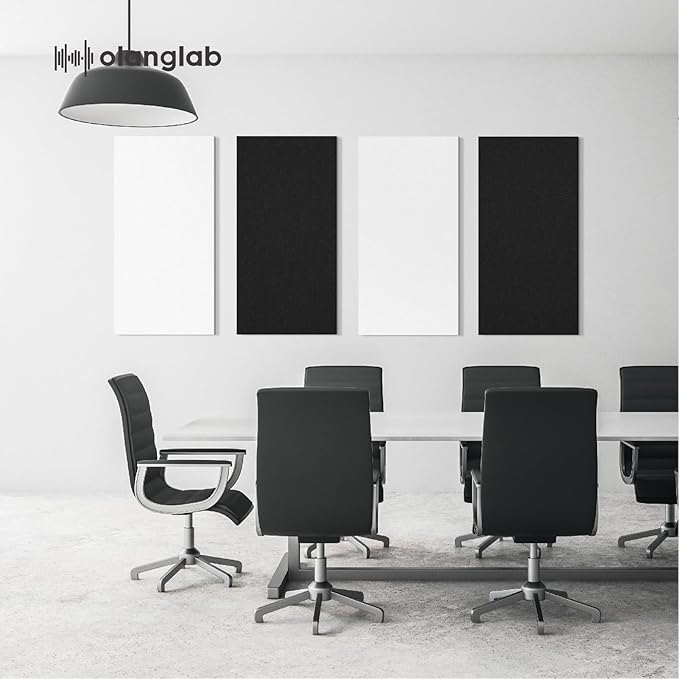 Olanglab Acoustic Panels 2 Pack, 48''x24'' Large Sound Panels, Fabric Wrapped Sound Proof Foam Panels for Walls, Sound Absorbing Panels for Recording Studio Acoustical Treatments (White)