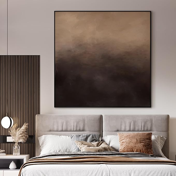 60"x60" XL Framed Wall Art Abstract Brown and Beige Tones (Frame Assembly Required)