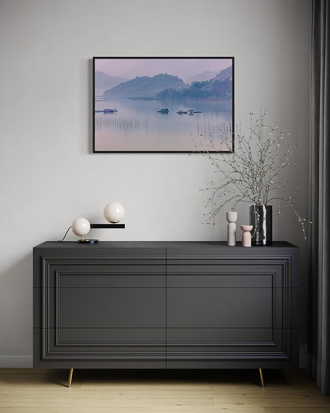 Oriental Beauty: Stunning Feng Shui Landscape Wall Art Prints for Home Decor in 3 Sizes (Misty Reflections: Serenity on a Mountain Lake, 20" x 30")