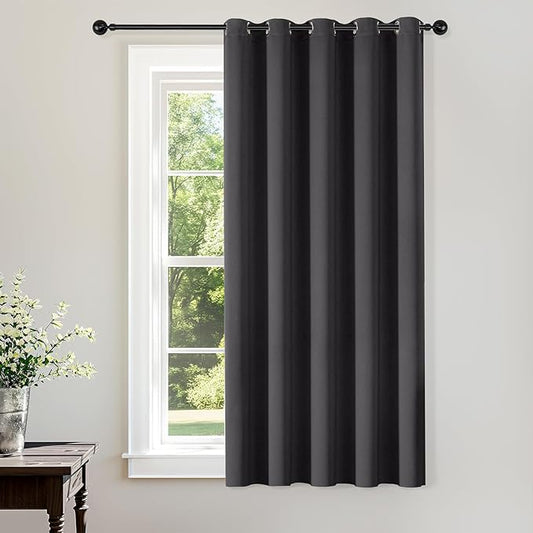 ChrisDowa Blackout Curtains 70 inches Wide for Bedroom - Extra Wide Grommet Thermal Insulated Room Darkening Curtains for Living Room (1 Panel, Dark Grey, 70 x 63 Inch)