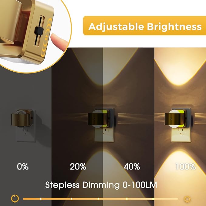 L LOHAS LED Night Light Projector, Night Lights Plug into Wall, Dusk to Dawn Sensor, Rotating Nightlight for Kids, Soft White Swivel Ambient Lighting for Bathroom, Gaming Room, Gifts,1 Pack