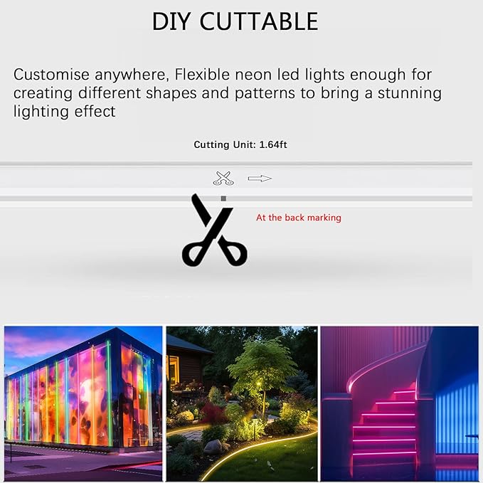 32.8ft RGB Neon Rope Light with Remote - Dimmable Waterproof LED Strip Lights for Indoor & Outdoor, Premium Expandable Lighting to Create Vibrant Atmosphere in Bedroom, KTV, Bar Decor - ETL Certified