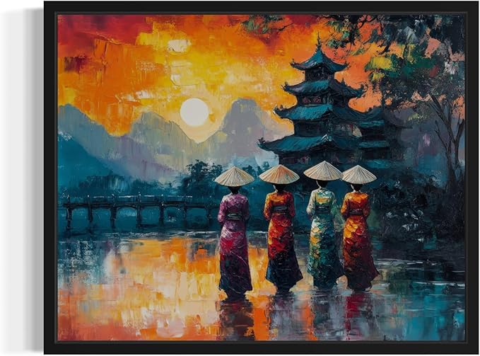 Vietnam Art Print Poster, Asia Oriental Countries Culture Wall Art Asian Paintings for Bedroom Bathroom Living Room Decor 97 (Vietnam, 24 x 36 inches, Unframed)