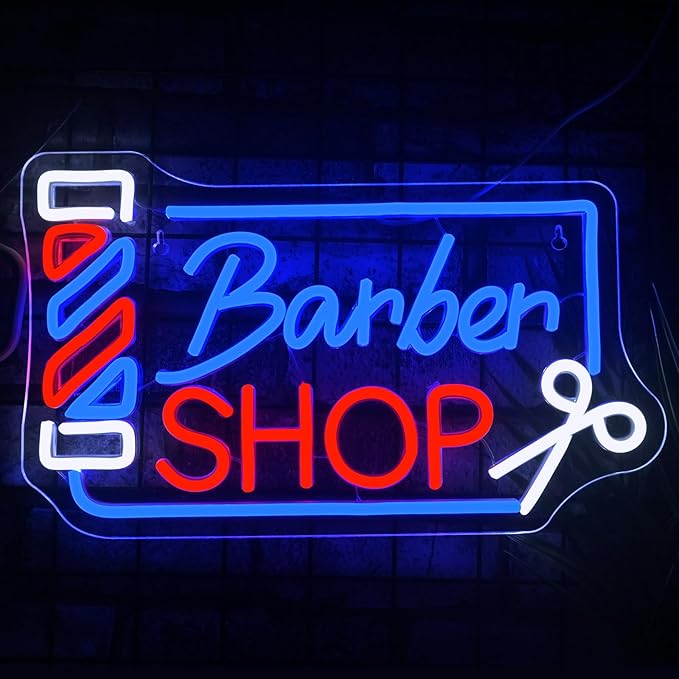 Looklight Barber Shop Neon Sign Barber Pole Led Signs for Wall Decor Salon Station Neon Light Sign for Pole Hair Salon Accessories Business Store Supplies