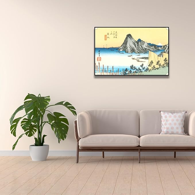 OKRA Utagawa Hiroshige Canvas Wall Art - Fifty-Three Stations of The Tokaido Series - Maisaka Poster - Traditional Japanese Wall Decor Asian Print Modern Home Wall Decor Unframed