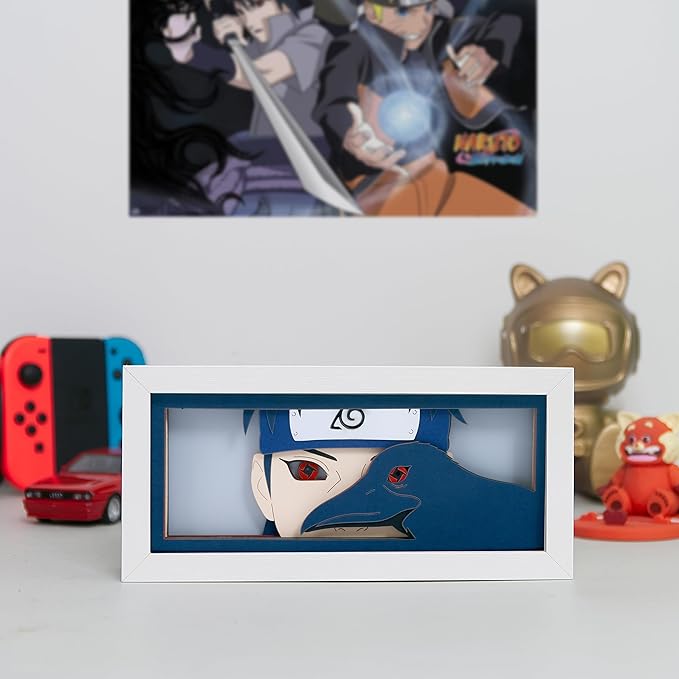 Anime LED Light Box, Manga Shadow Box Frame, Paper Cut, Table Lamp for Anime Enthusiasts, RGB Multi Color, Night Light for Room Decor, Unique Anime Desk Decor (Shisui)