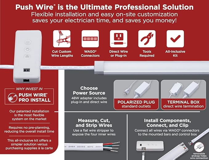 Black+Decker Professional Push Wire® Matter Certified Smart Under Cabinet Lighting Kit, Adjustable White and RGB LEDs, Works with Alexa, Apple Home, Google Home, (6) 12" Bars