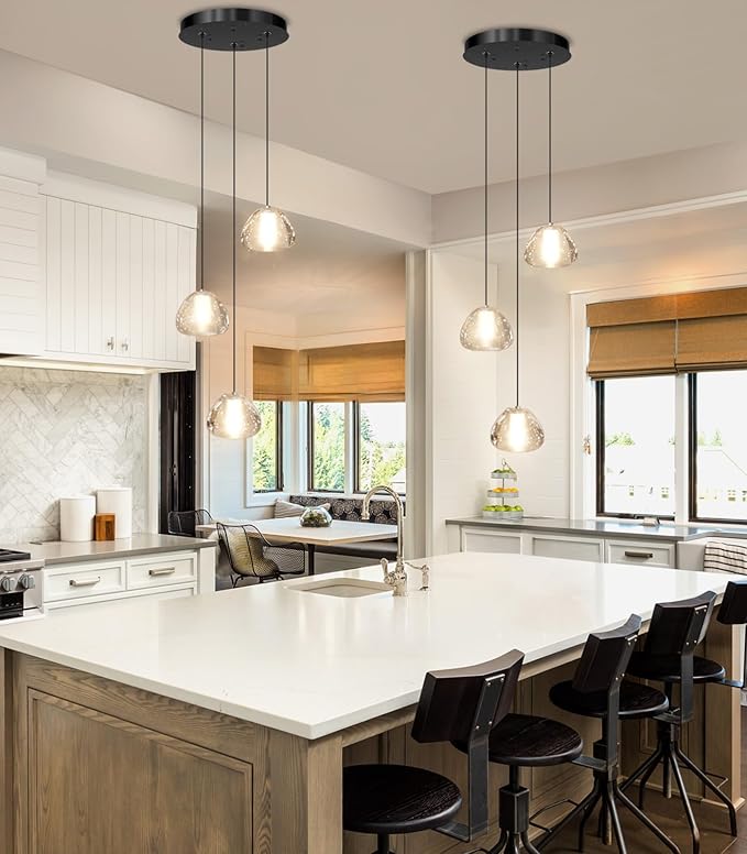 Modern Chandelier Crystal Pendant Light for Kitchen Island Dining Room Bedroom Hallway Black