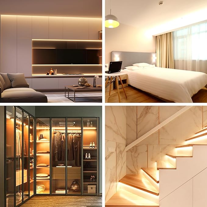 16.4ft COB LED Strip Lights 3000K Warm White Dimmable DC 24V Flexible LED Tape Light for Bedroom, with Remote and app Control LED Light Strip,for DIY Home Decoration