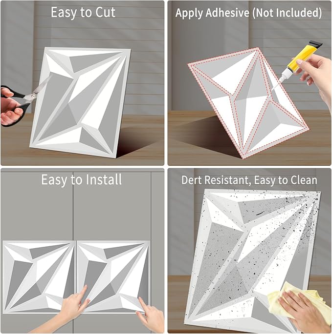 33 Pack 3D Wall Panels Peel and Stick Accent Wall Panels (Chalk)