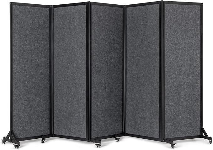 Office Divider,Room Partition, Privacy Partition Separator,Portable Commercial Screen Dividers,Classroom School Dividers,10'6"W x 6'7"H,5 Panel,Grey